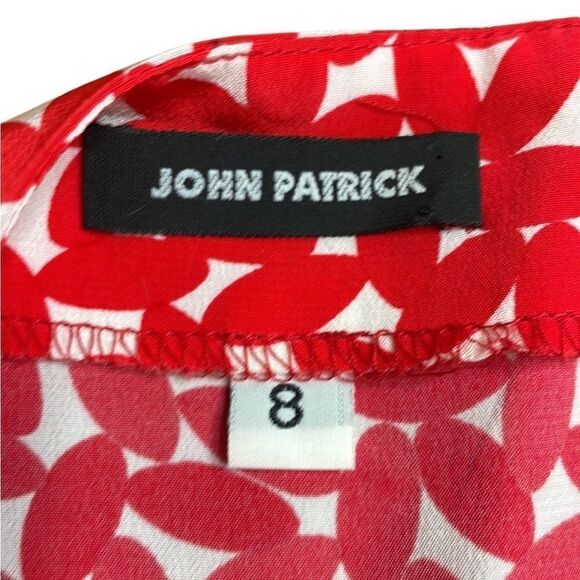 Organic by John Patrick red and white leaf print maxi slit skirt size 8 - Picture 6 of 6